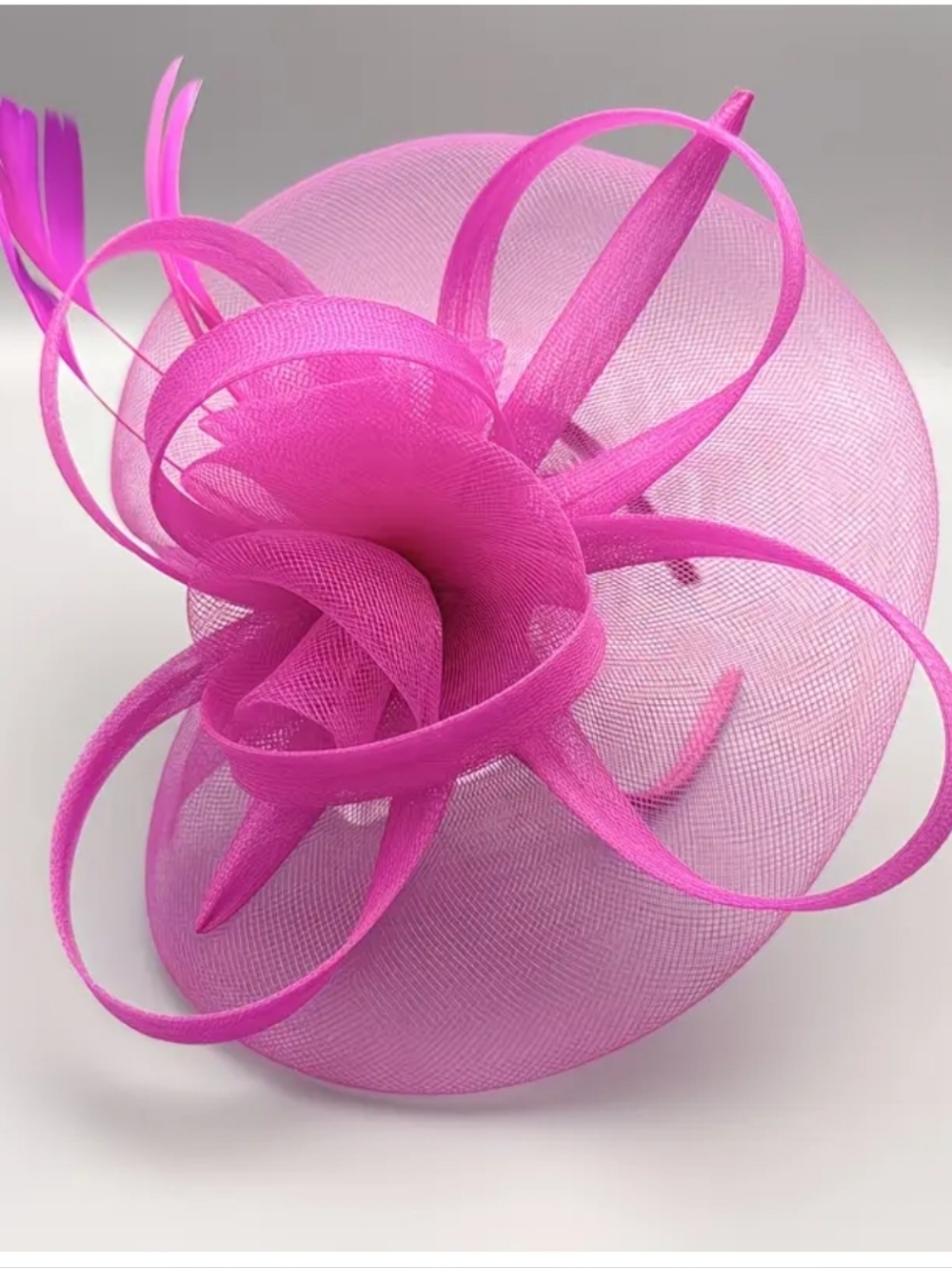NEW! Elegant Hot Pink Feathered Fascinator Hat